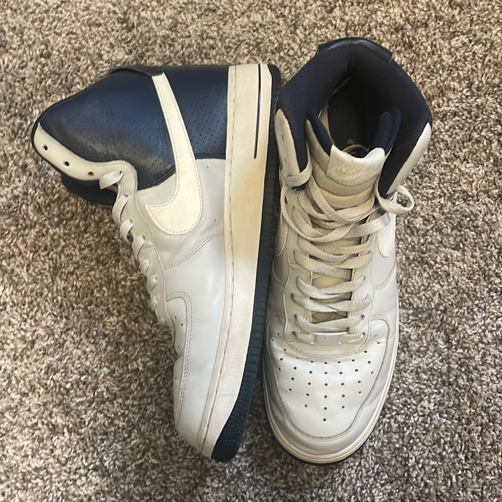 NIKE Air Force 1 AF1 Obsidian Grey Navy White High Shoes 315121403 Mens Sz 11